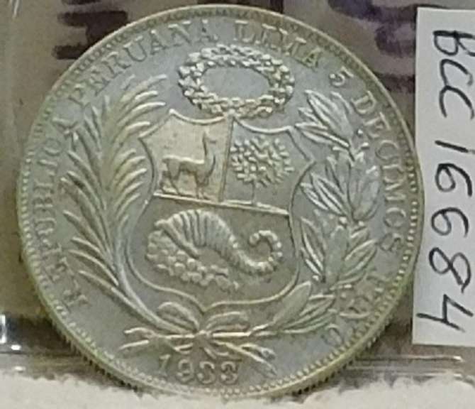 Peru 1933 Sil Dol One Sol Silver 500 fine
