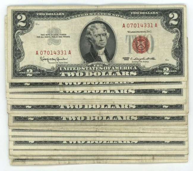 22 Nicer Series of 1963 $2 Red Seal Notes