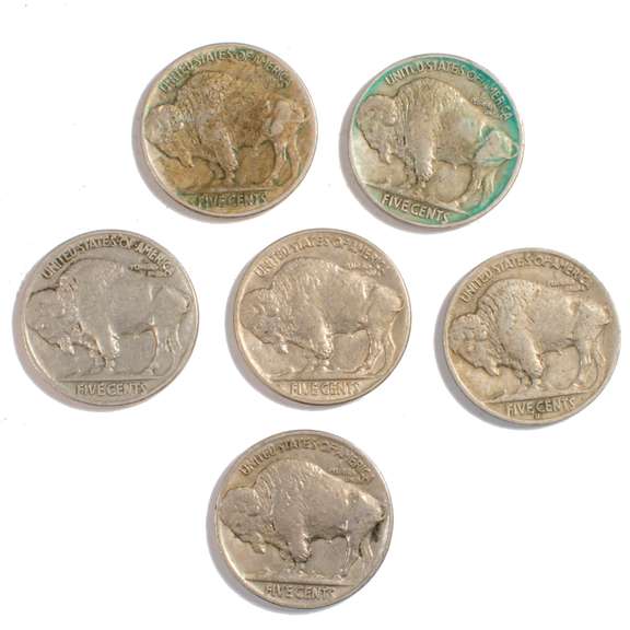 6 Solid Full Date Buffalo Nickels