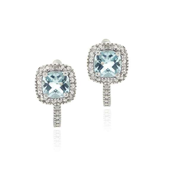 Blue Topaz & Diamond Accent Huggie Earrings