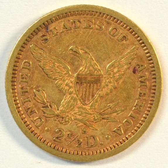 Very scarce 1879-S US $2.50 Liberty Gold Piece. Sharp