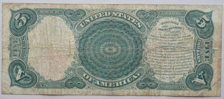 $ 5 1907 Axeman  US Note