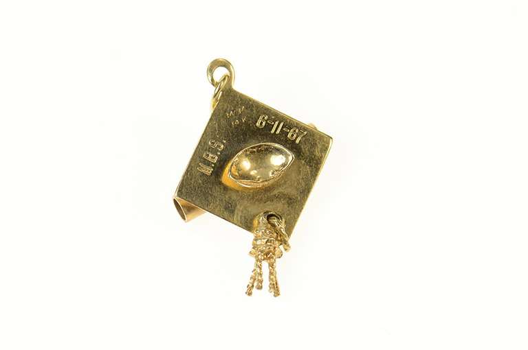 14K Yellow Gold 3D Graduation Cap Graduate Diploma Charm/Pendant