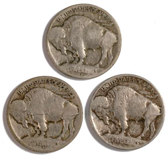 1913 PDS Type 1 Buffalo Nickels