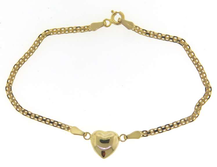 Great Yellow Gold Puffed Heart Bracelet