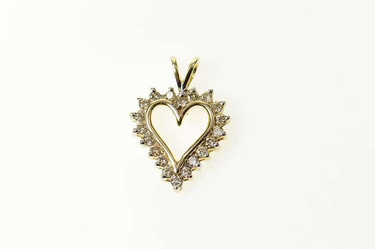 10K Yellow Gold Diamond Classic Heart Love Symbol Pendant