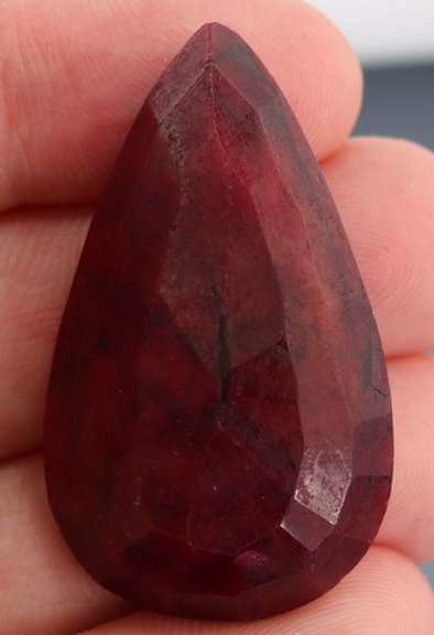 Fiery 90ct pear cut rich red Ruby