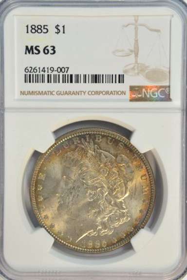 Beautiful Choice BU 1885 Morgan Silver Dollar. NGC MS63