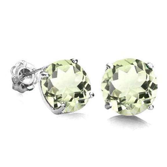 1.00 CT GREEN AMETHYST 10KT SOLID WHITE GOLD EARRINGS STUD