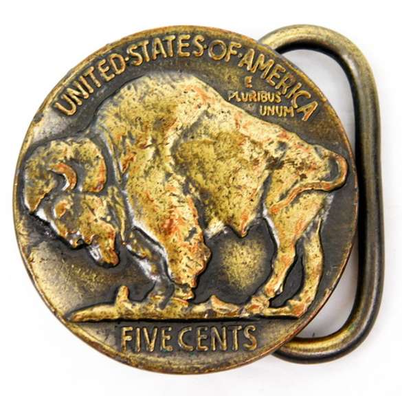 Vintage Brass Buffalo Nickel Belt Buckle