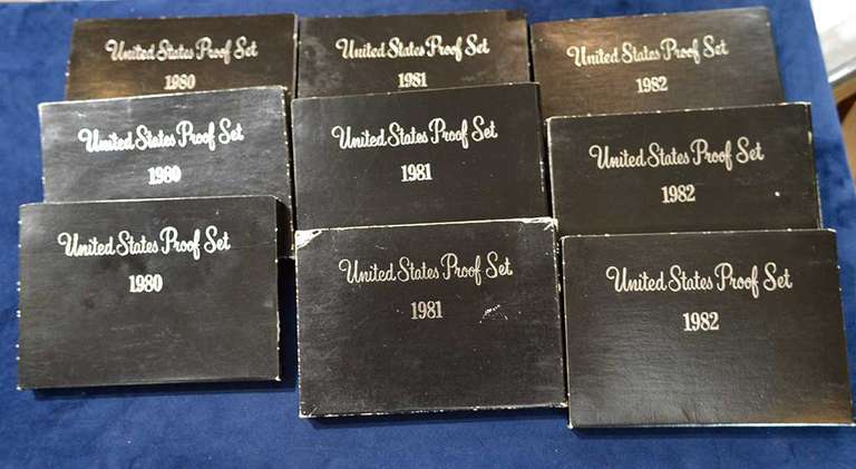 9 US Proof Sets, 3 Each 1980-1982