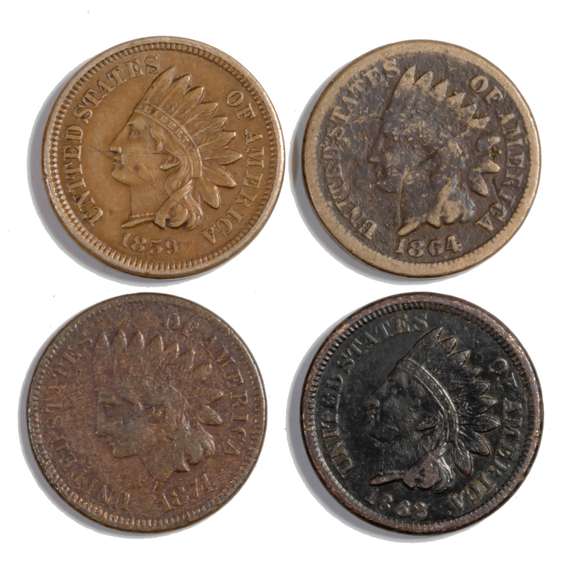 1859 CN 1862 CN 1864 CN &1874 Indian Cents