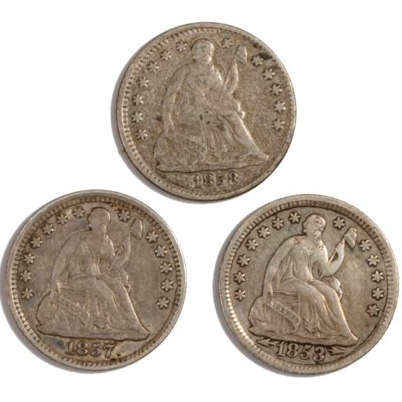 1853 Arrows 1857 &1858 Seated Half Dimes