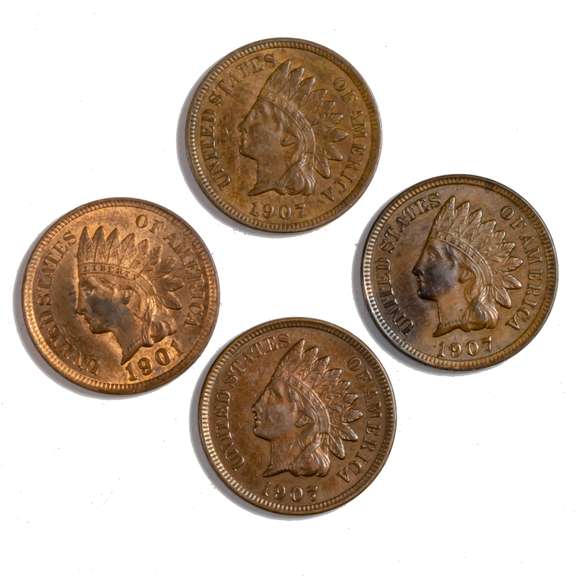 4 Near Unc Indian Head Cents