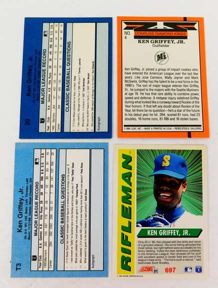 4 Ken Griffey, Jr. Baseball Cards