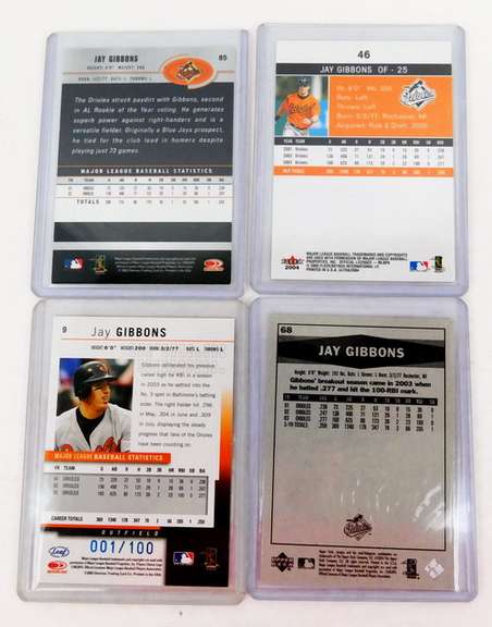 4 Jay Gibbons, Orioles Baseball Cards