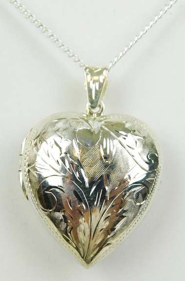 Sterling Musical Locket Pendant & Long Chain