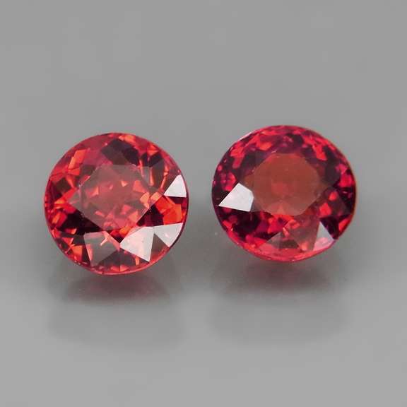 Untreated! 1.38ct pair of high fire Mandarin Garnets