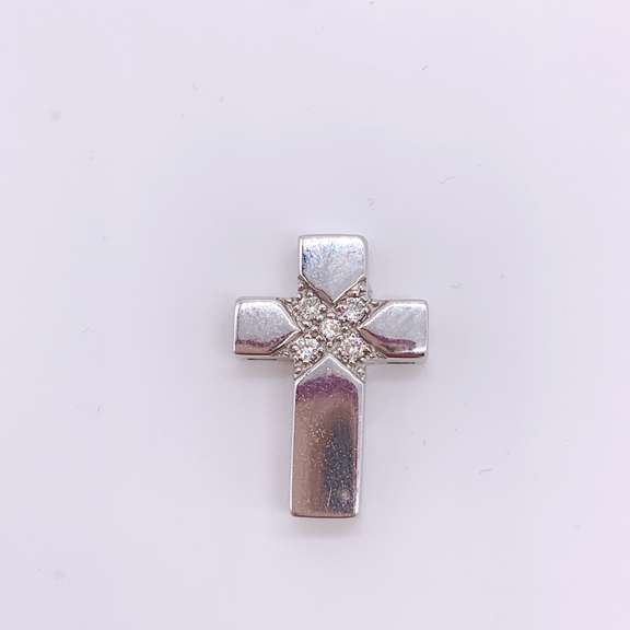 14kt White Gold & Diamond Cross Pendant