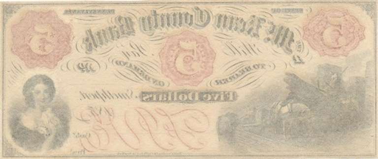 Gem Crisp 1800's $5 McKean County Bank Smethport Pennsylvania!
