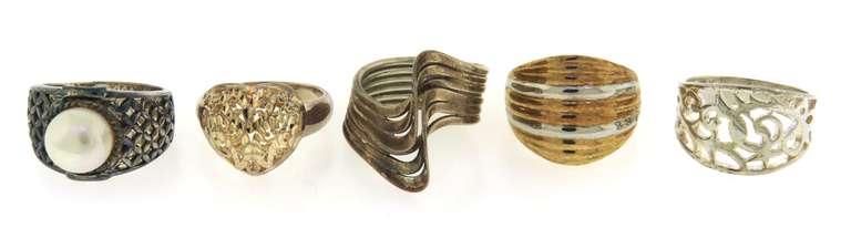 Group Lot of 5 Sterling Silver Rings