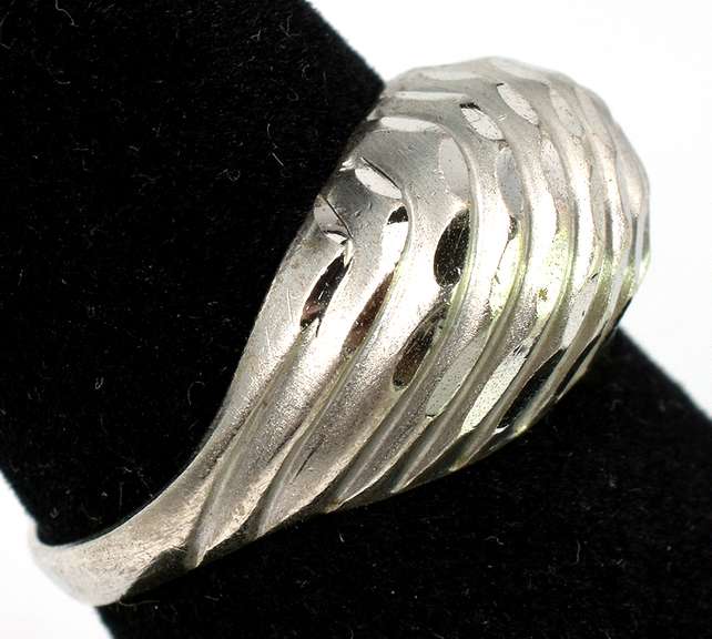 Elegant Carved Dome Ring in Sterling Silver