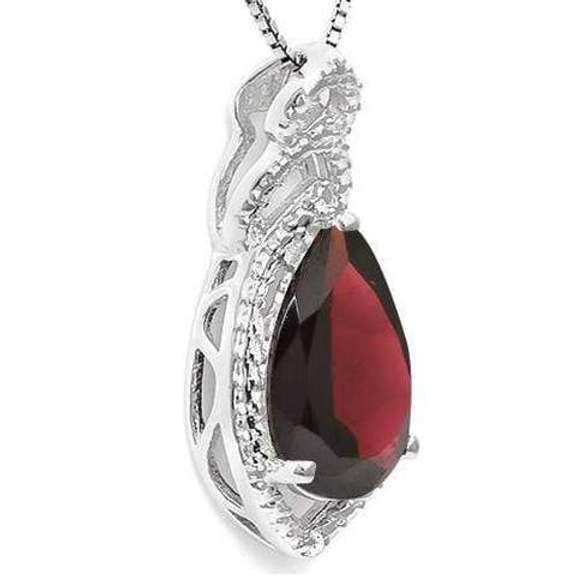 2.88 CT GARNET & DIAMOND STERLING SILVER PENDANT