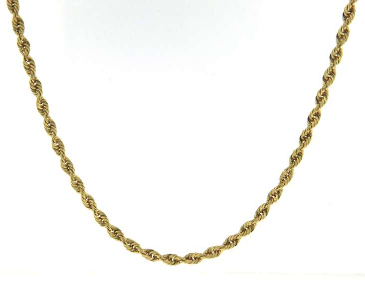Simple Yellow Gold Rope Chain Necklace