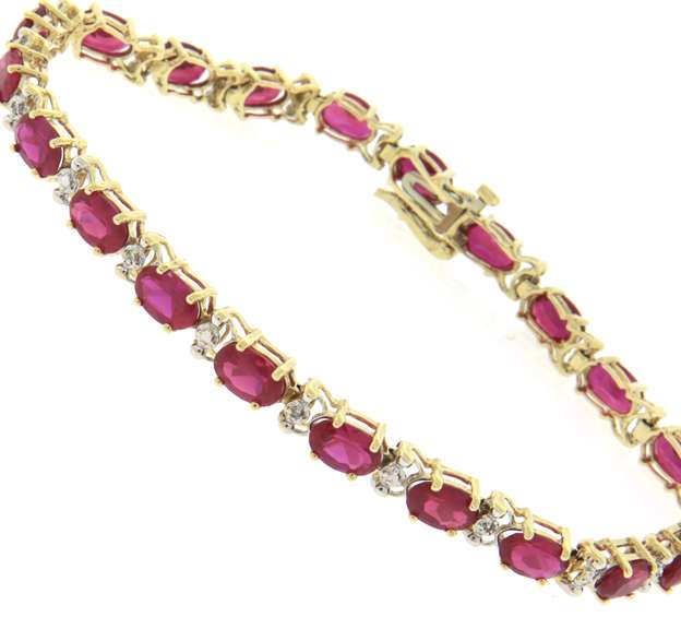 Festive Yellow Gold Rubies and Diamond Tenni Bracelet