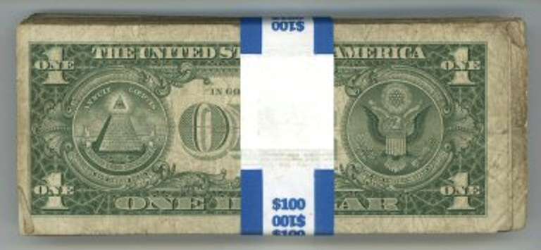 Full pack of 100 1957 Series $1 Silver Certificates. Circs