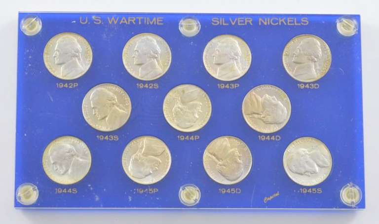 Lot (11) 1942-1945 US Wartime Jefferson Silver Nickels