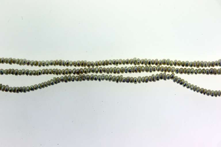 Vintage Sterling Silver Fresh water Three Strands Beads Necklace