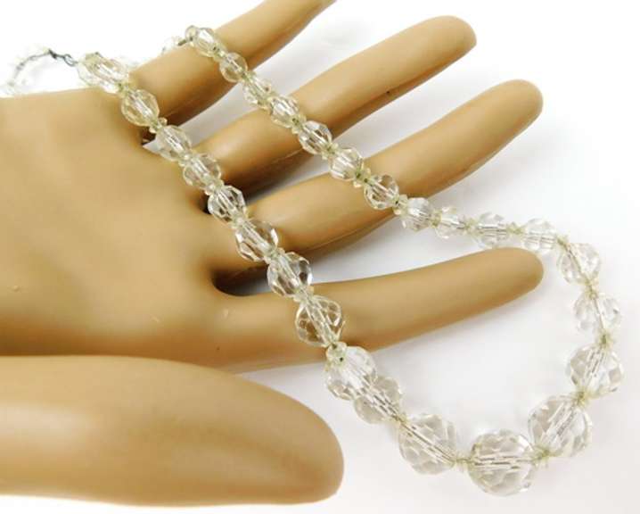Vintage Sterling Crystal Bead Necklace
