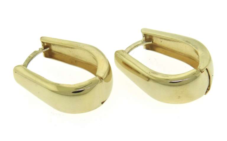 Strong Yellow Gold High Polish Hoop Earrings