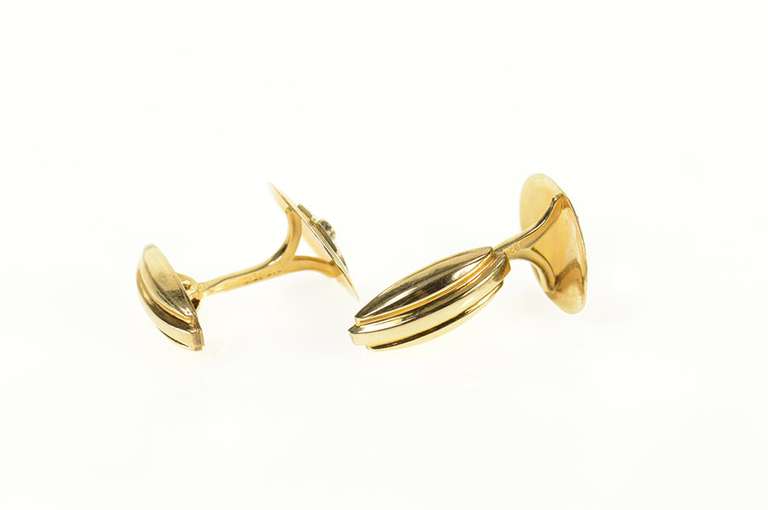 10K Yellow Gold Masonic Compass Square Oval Retro Cuff Links