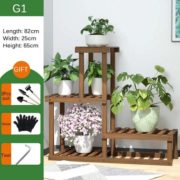 Multi-layer Wood Plant Rack Flower Pot Stand