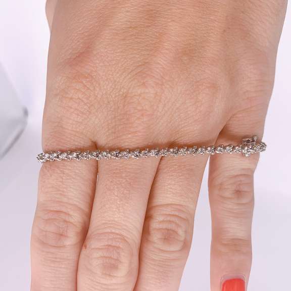 14kt Solid White Gold Diamond Tennis Bracelet