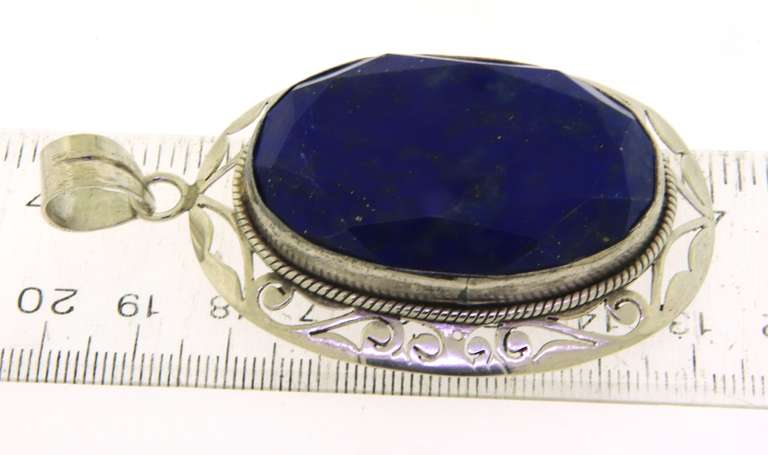 Vintage Sterling Silver Lapis Pendant
