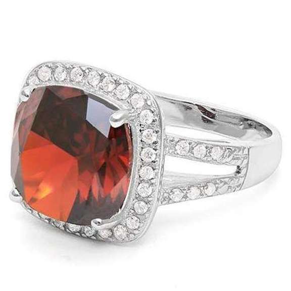 6 2/5 CARAT CREATED GARNET & 1/2 CARAT CREATED WHITE SAPPHIRE STERLING SILVE