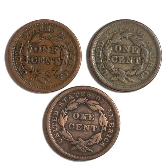 1843 1851 & 1852 Large Cents