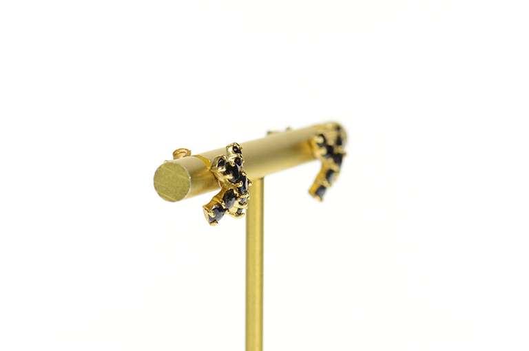 10K Yellow Gold Sapphire Rounded Criss Cross X Stud Earrings