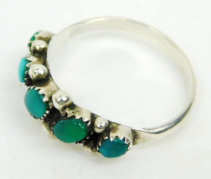 Sterling Silver Ring with 5 Turquoise Stones, Size 6