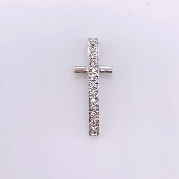 14kt White Gold & Diamond Cross Pendant