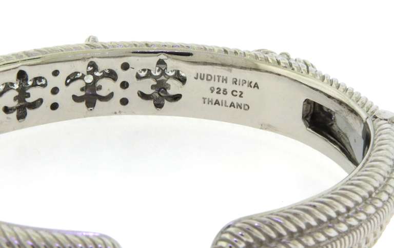 Judith Ripka Heart CZ Hinged Cuff Bangle
