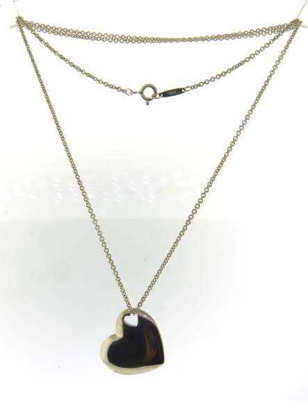 Tiffany & Co Stencil Puff Heart Cotout Pendant on Chain