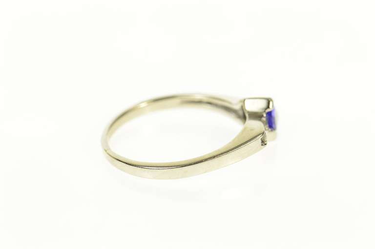 14K White Gold Trillion Tanzanite Diamond Channel Statement Ring