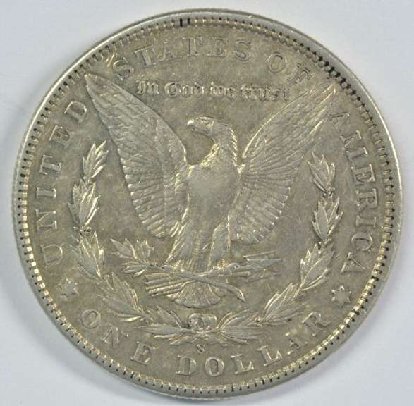 Reflective AU 1904-S Morgan Silver Dollar. Rare key date