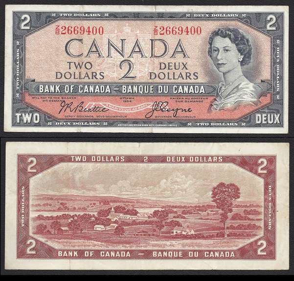 $2 1954 Bank of Canada Z/B block