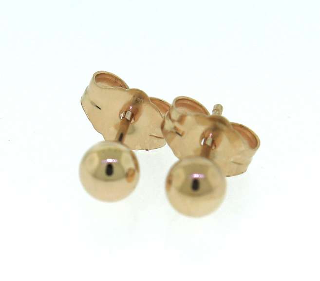 Cute Yellow Gold Ball Stud Earrings