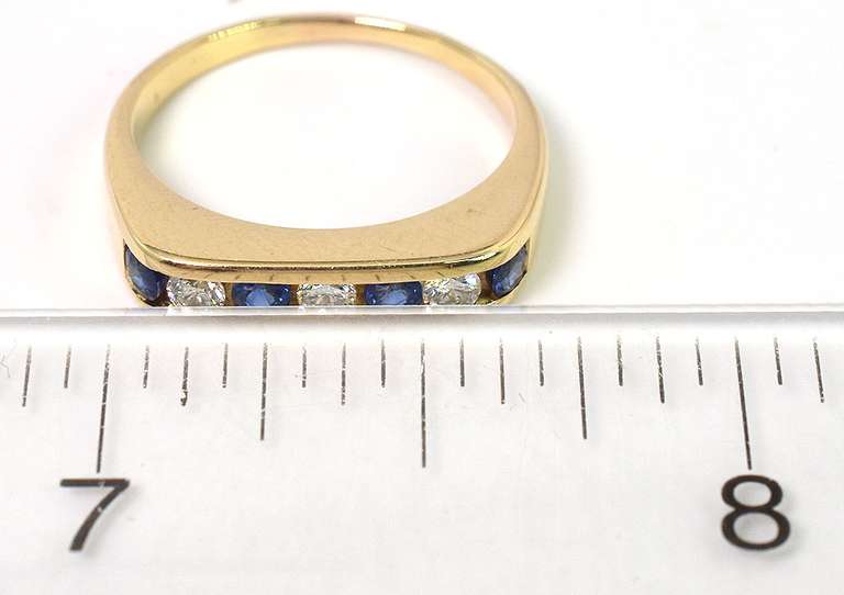 Sleek Sapphire & Diamond Band in 14KT Yellow Gold
